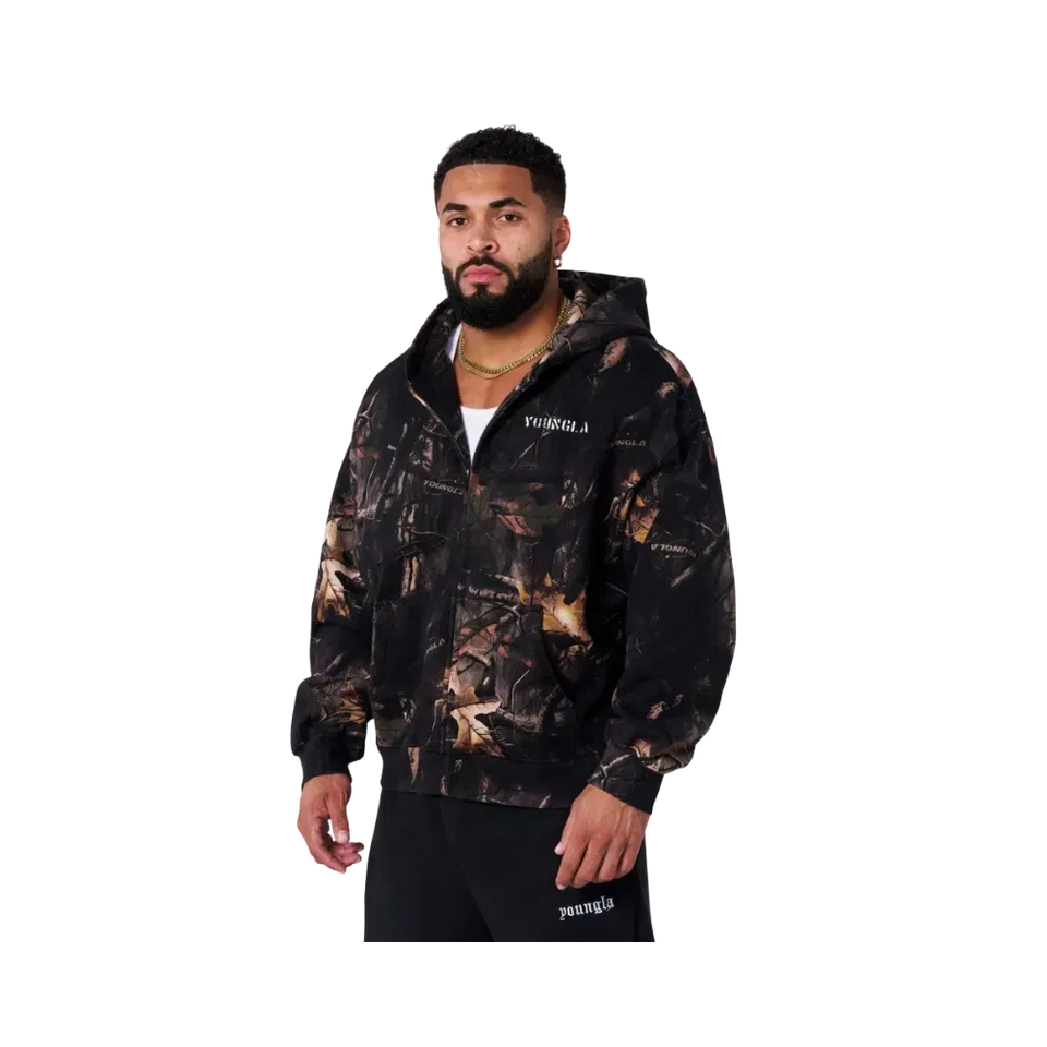 YoungLA Tree Camo Collection Zip Up Black Tree Camo