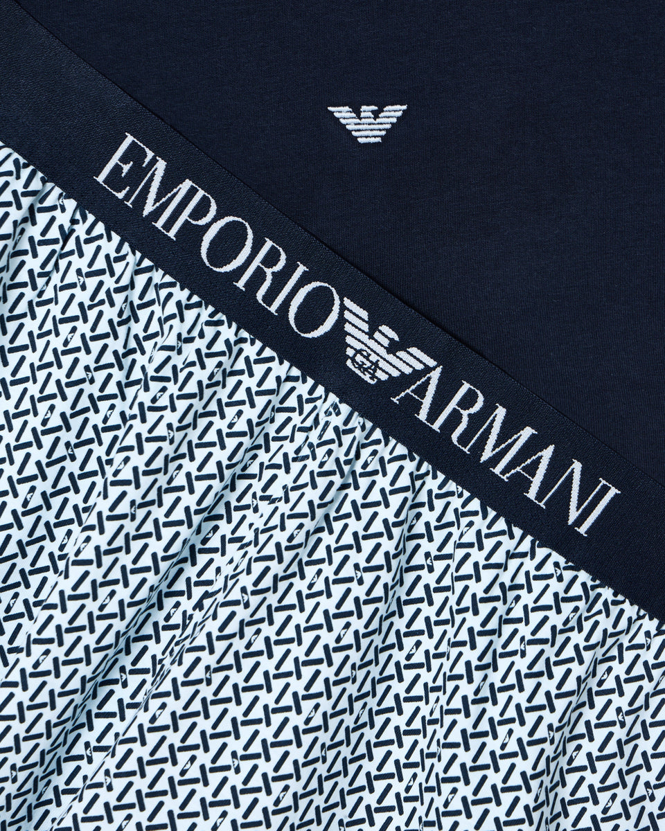 Emporio Armani Mixed-pattern print jersey pyjamas with Bermuda shorts