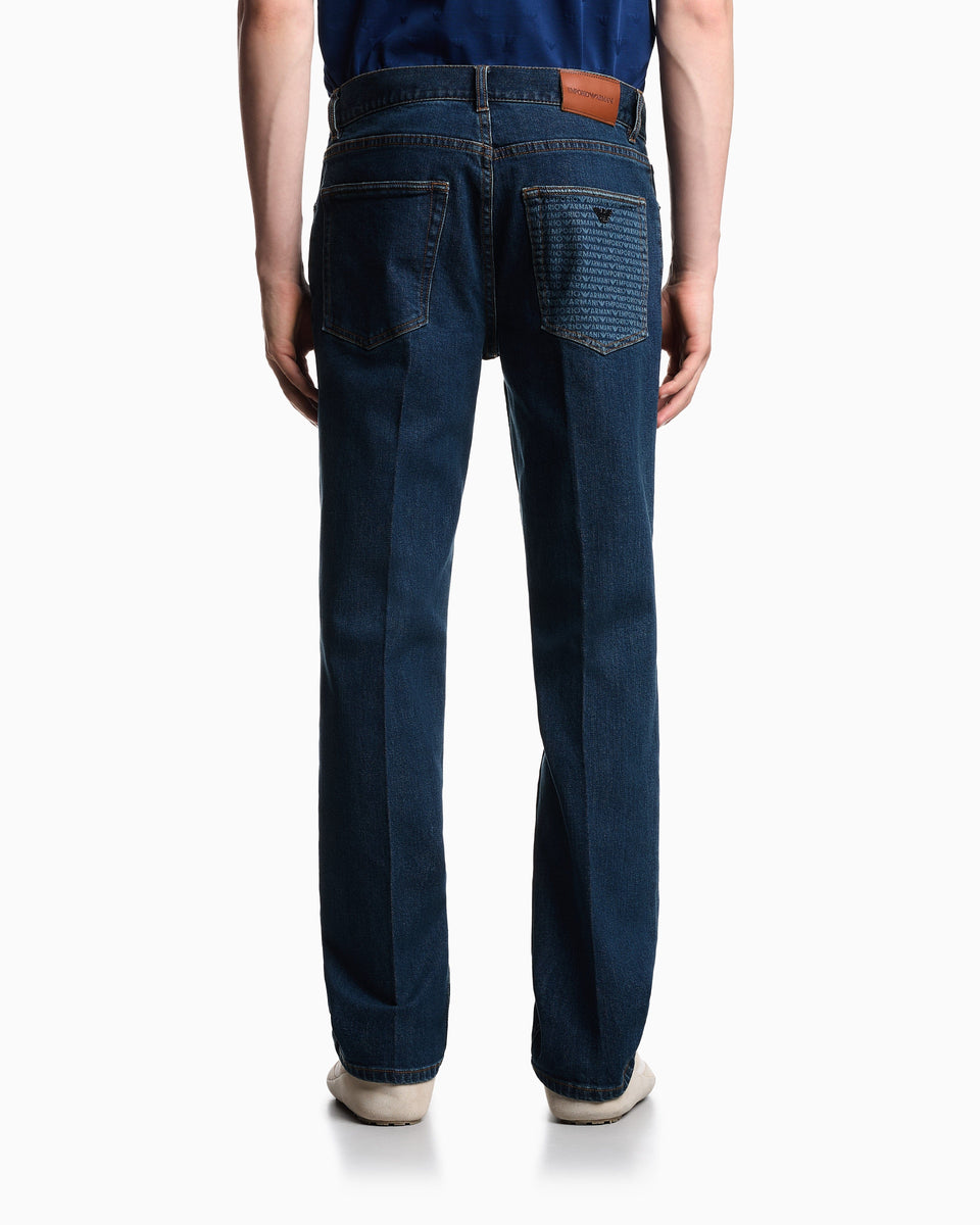 Emporio Armani J76 straight-fit jeans in stretch denim with logo pocket