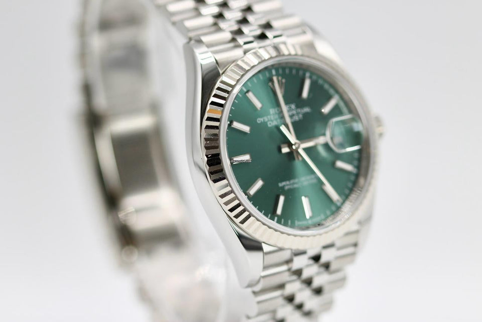 Rolex | Datejust | 126234 | White gold and steel | 36 mm | Steel | Green | Automatic