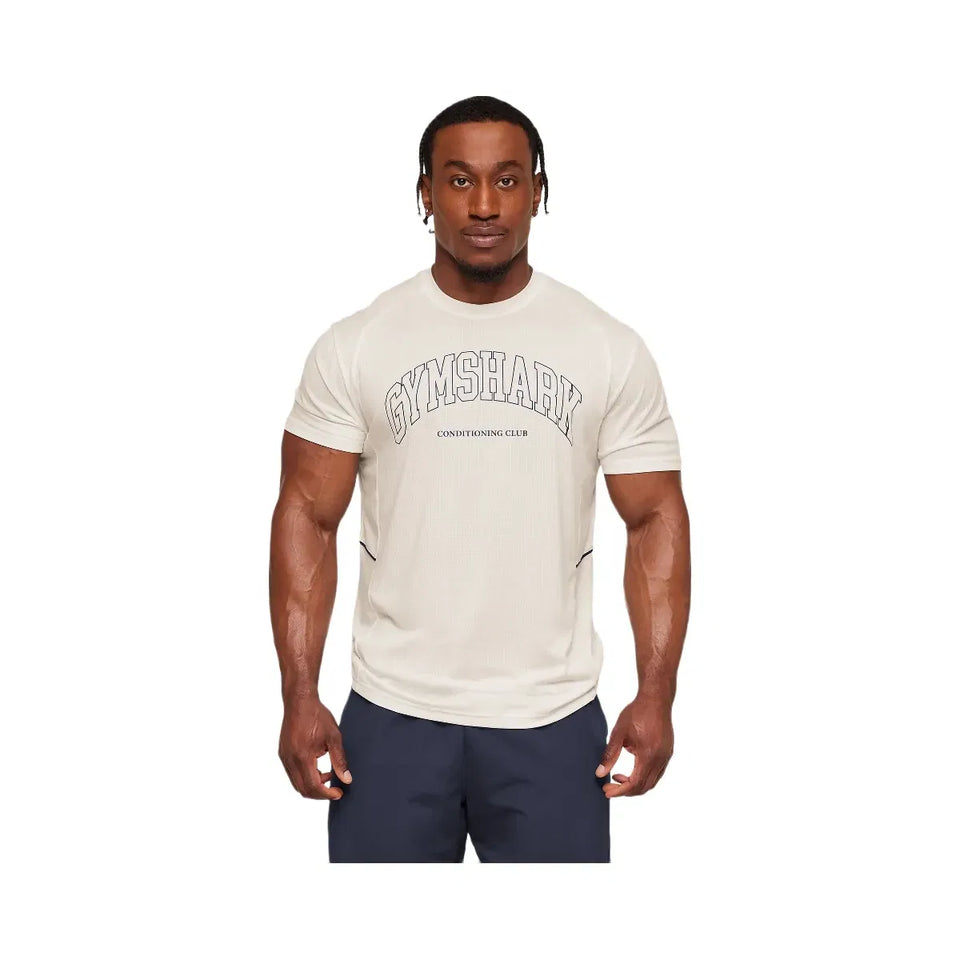 Gymshark Collegiate Tech T-Shirt Soft White