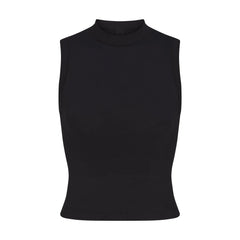 Skims Cotton Jersey Mock Neck Tank Soot