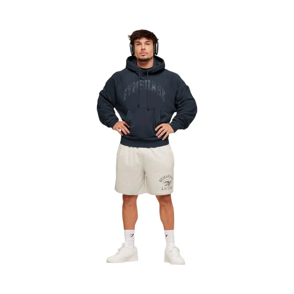 Gymshark Retro Collegiate Graphic Hoodie Heavy Blue