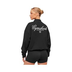 Gymshark Script Embroidery Oversized Zip Through "Black"