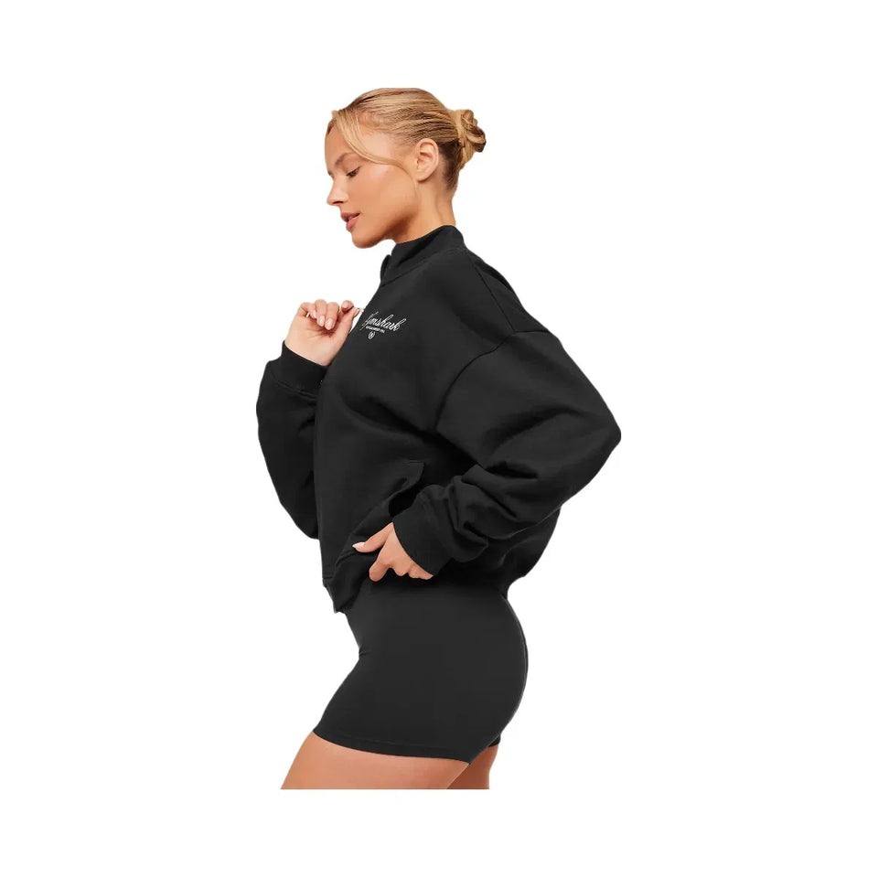 Gymshark Script Embroidery Oversized Zip Through "Black"