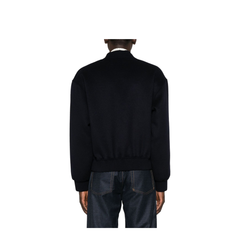 Black Ribbed Hem and Cuffs Zip Fastening Jacket