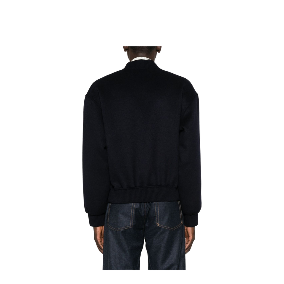 Black Ribbed Hem and Cuffs Zip Fastening Jacket
