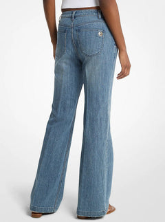 Michael Kors Pintuck Bootcut Stretch Denim Jeans DUSK BLUE WASH