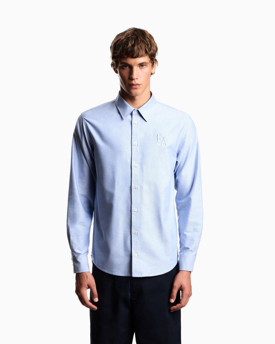 Emporio Armani Eagle Club cotton Oxford shirt with embroidery