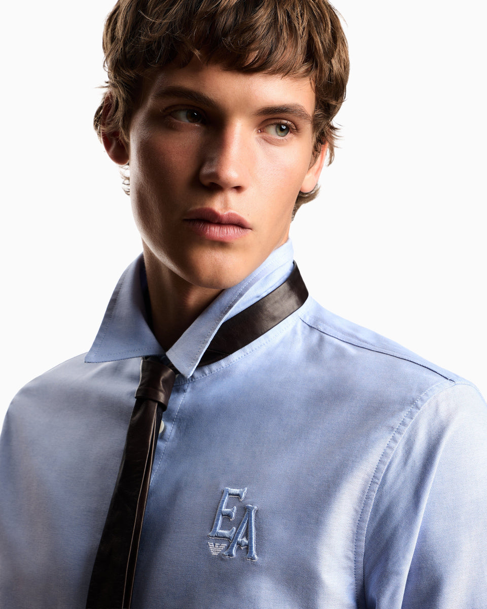 Emporio Armani Eagle Club cotton Oxford shirt with embroidery
