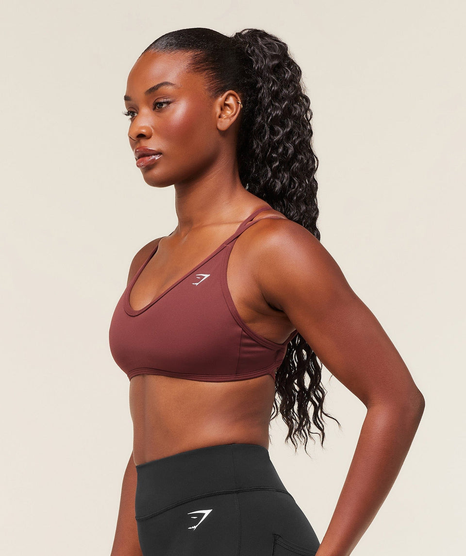 Women's Gymshark Back Gains Sports Bra Burgundy Brown