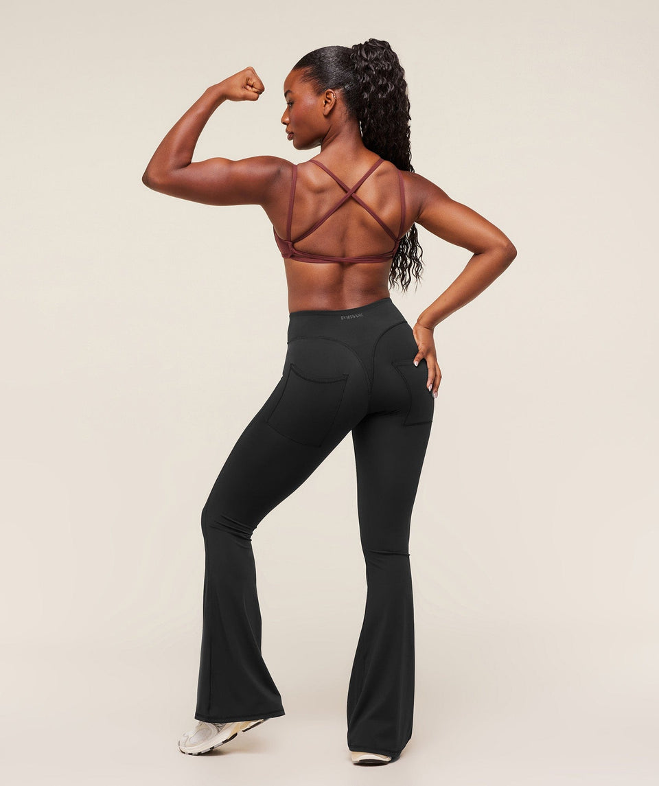 Women's Gymshark Back Gains Sports Bra Burgundy Brown