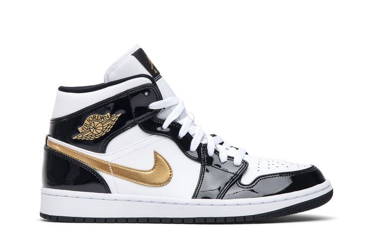 Air Jordan 1 Mid Patent SE Black Gold
