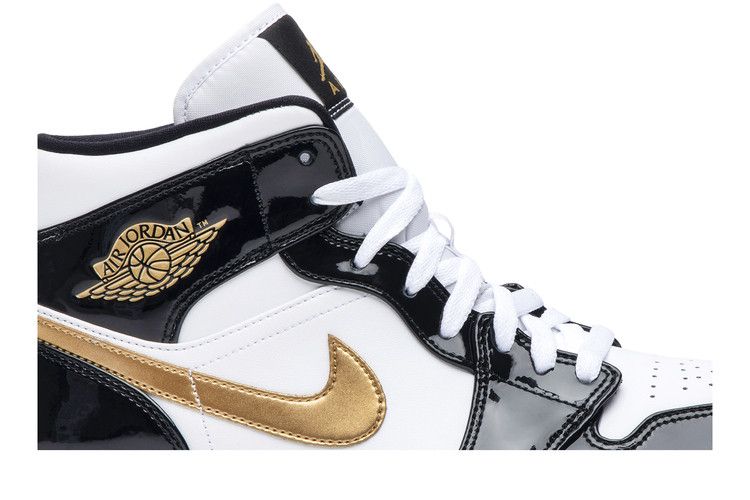 Air Jordan 1 Mid Patent SE Black Gold