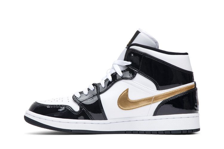 Air Jordan 1 Mid Patent SE Black Gold