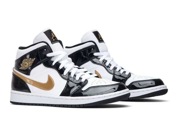 Air Jordan 1 Mid Patent SE Black Gold