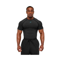 Gymshark Shadow Seamless T Shirt "Black Brand Blue"