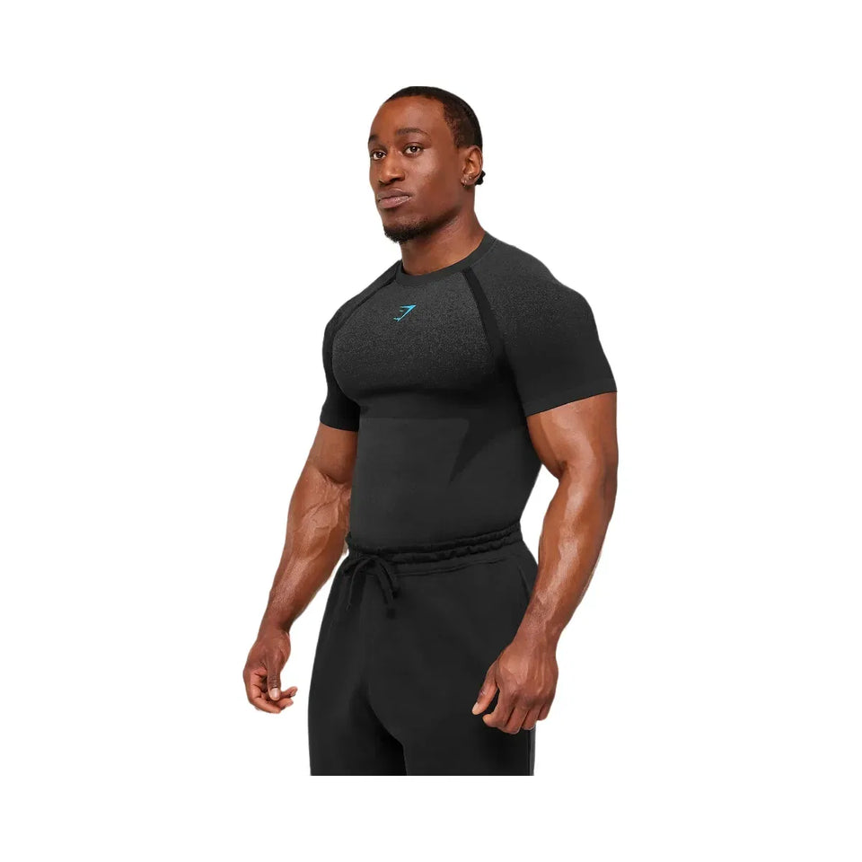 Gymshark Shadow Seamless T Shirt "Black Brand Blue"