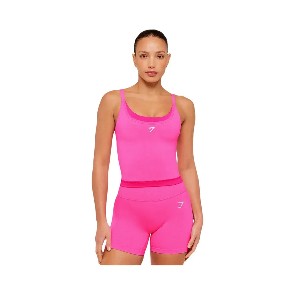 Gymshark Interval Seamless Midi Tank "Electric Pink Super-Set Pink"