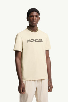 Moncler Logo Print Cotton T-Shirt White Ivory White Ivory
