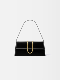 Jacquemus The Long Bambino Structured Shoulder Bag In Glazed Leather Black
