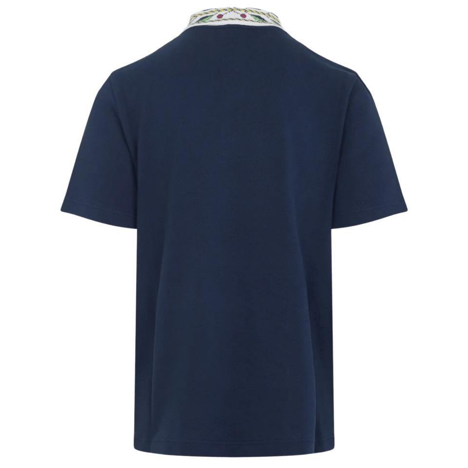 Casablanca Laurel Pique Polo Shirt Navy Blue