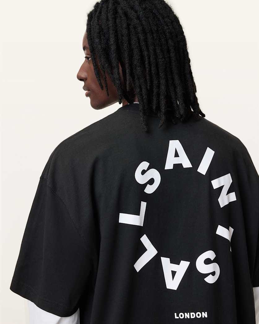 AllSaints Tierra Oversized Crew Neck Logo T Shirt Jet Black