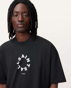 AllSaints Tierra Oversized Crew Neck Logo T Shirt Jet Black