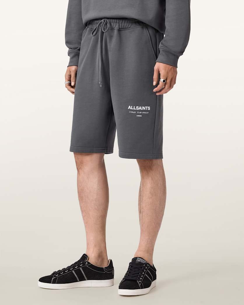 AllSaints Underground Relaxed Fit Sweat Shorts Dark Steel Blue