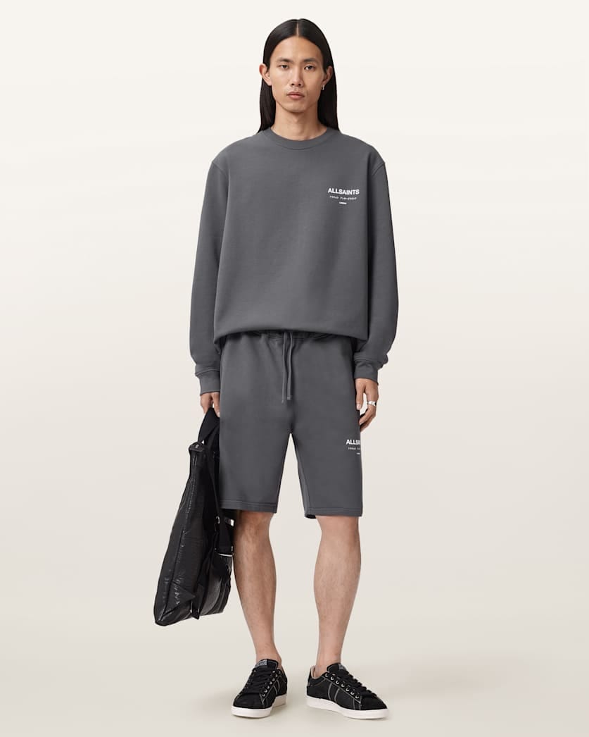 AllSaints Underground Relaxed Fit Sweat Shorts Dark Steel Blue