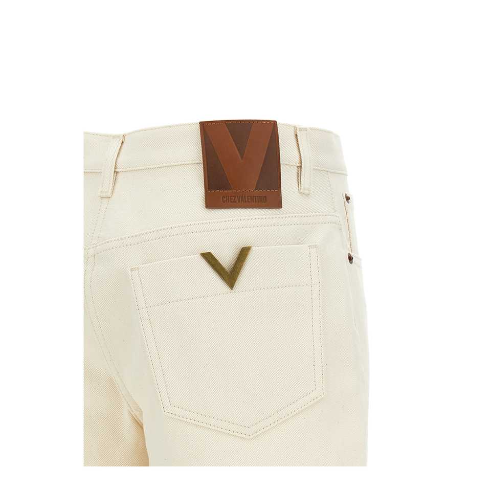 VGold Denim Shorts - Beige