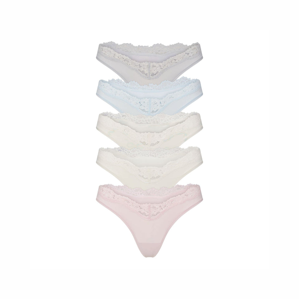 Fits Everybody Lace Dipped Thong 5-pack