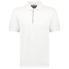 Burberry ‘Hartford’ Zip Check Polo White