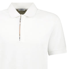 Burberry ‘Hartford’ Zip Check Polo White