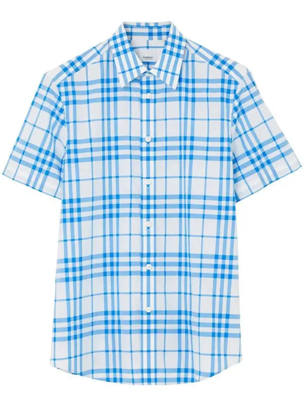 Burberry check-pattern short-sleeve cotton shirt