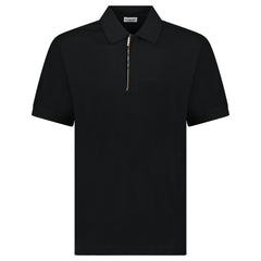 Burberry ‘Hartford’ Zip Check Polo Black