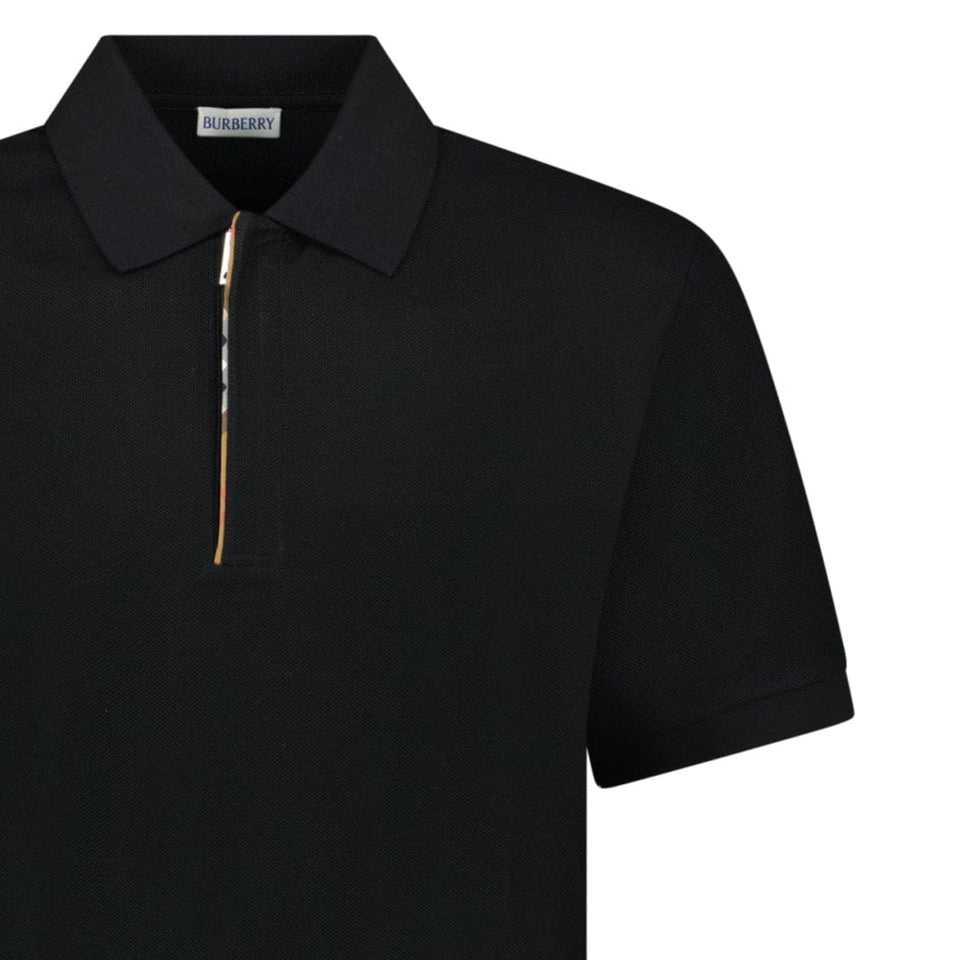 Burberry ‘Hartford’ Zip Check Polo Black