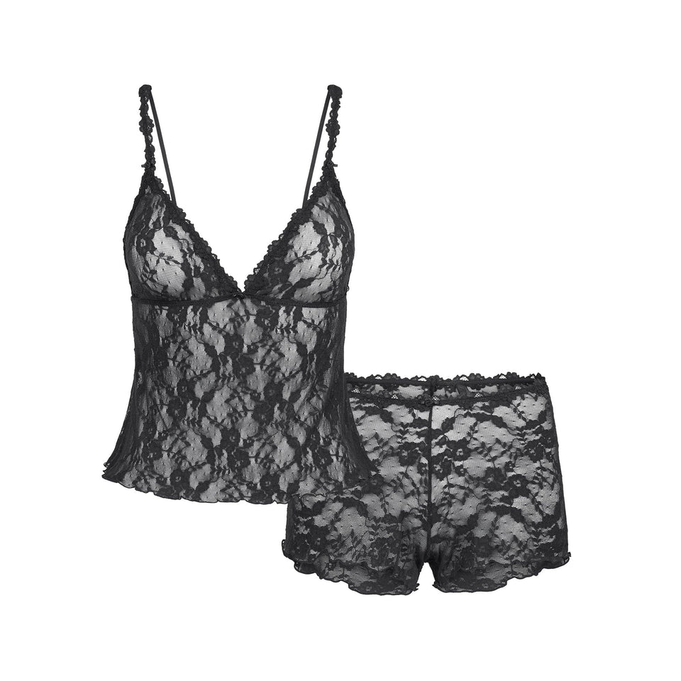 Stretch Lace Triangle Cami and Short Set