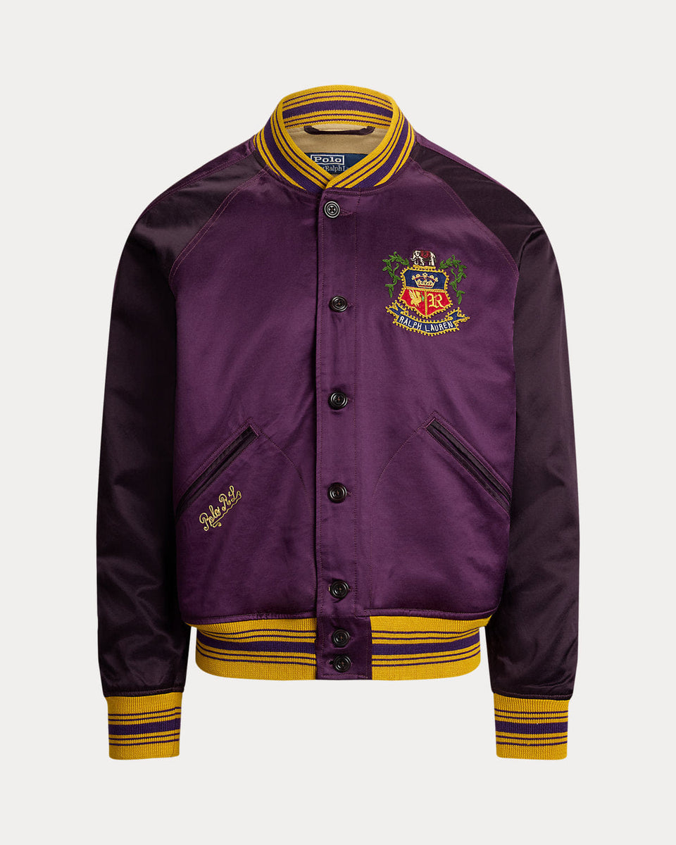 Ralph Lauren Embroidered Satin Baseball Jacket