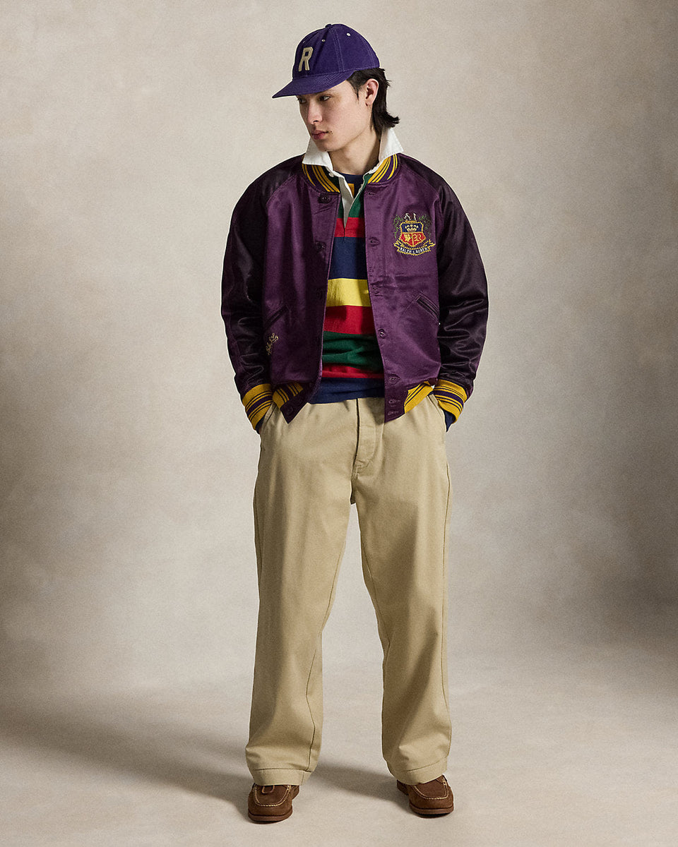 Ralph Lauren Embroidered Satin Baseball Jacket