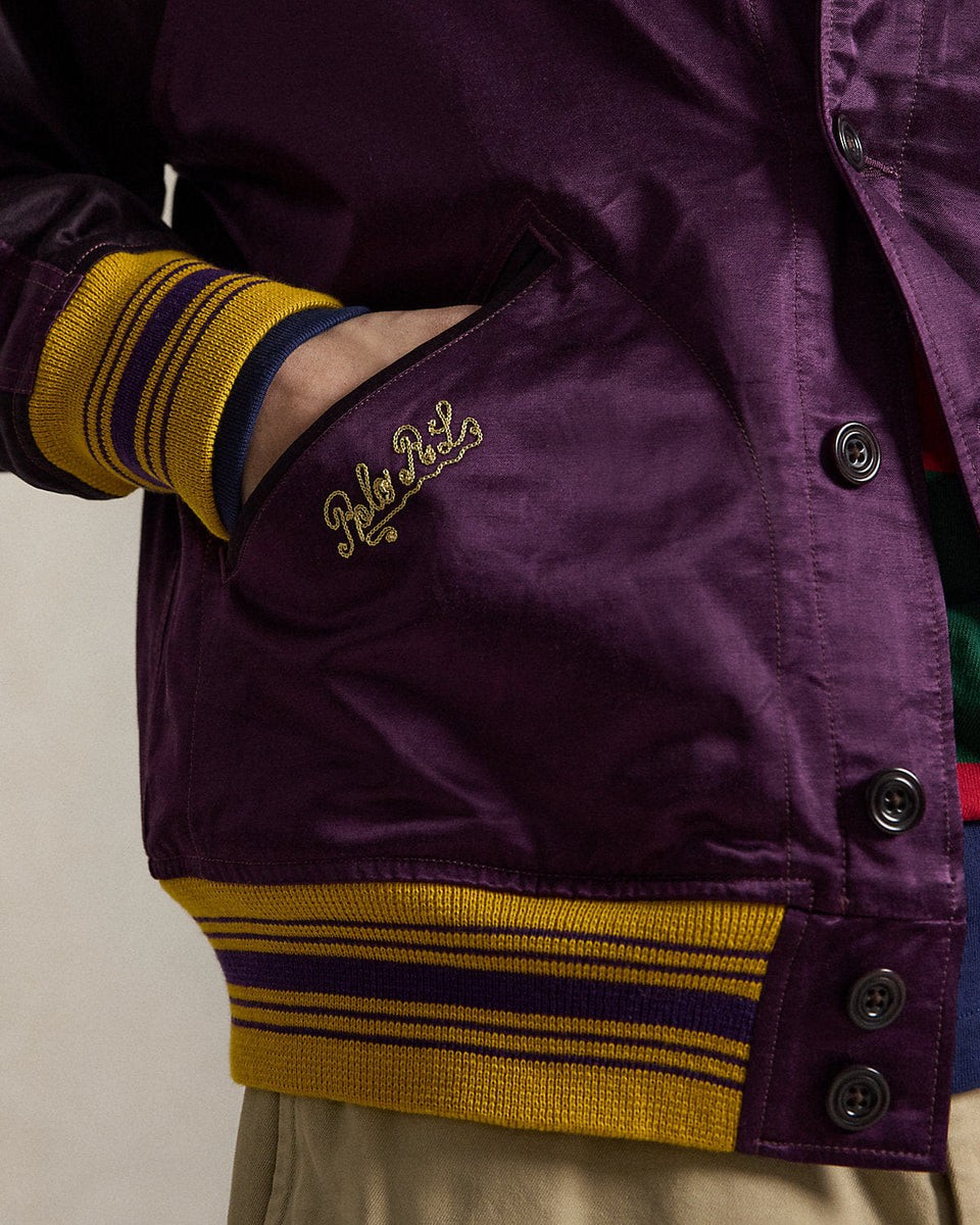 Ralph Lauren Embroidered Satin Baseball Jacket