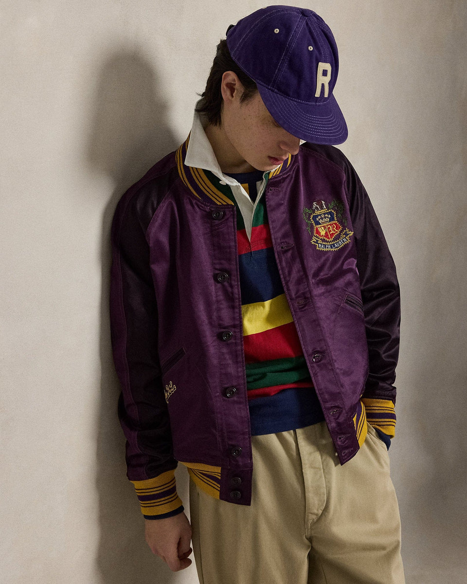 Ralph Lauren Embroidered Satin Baseball Jacket