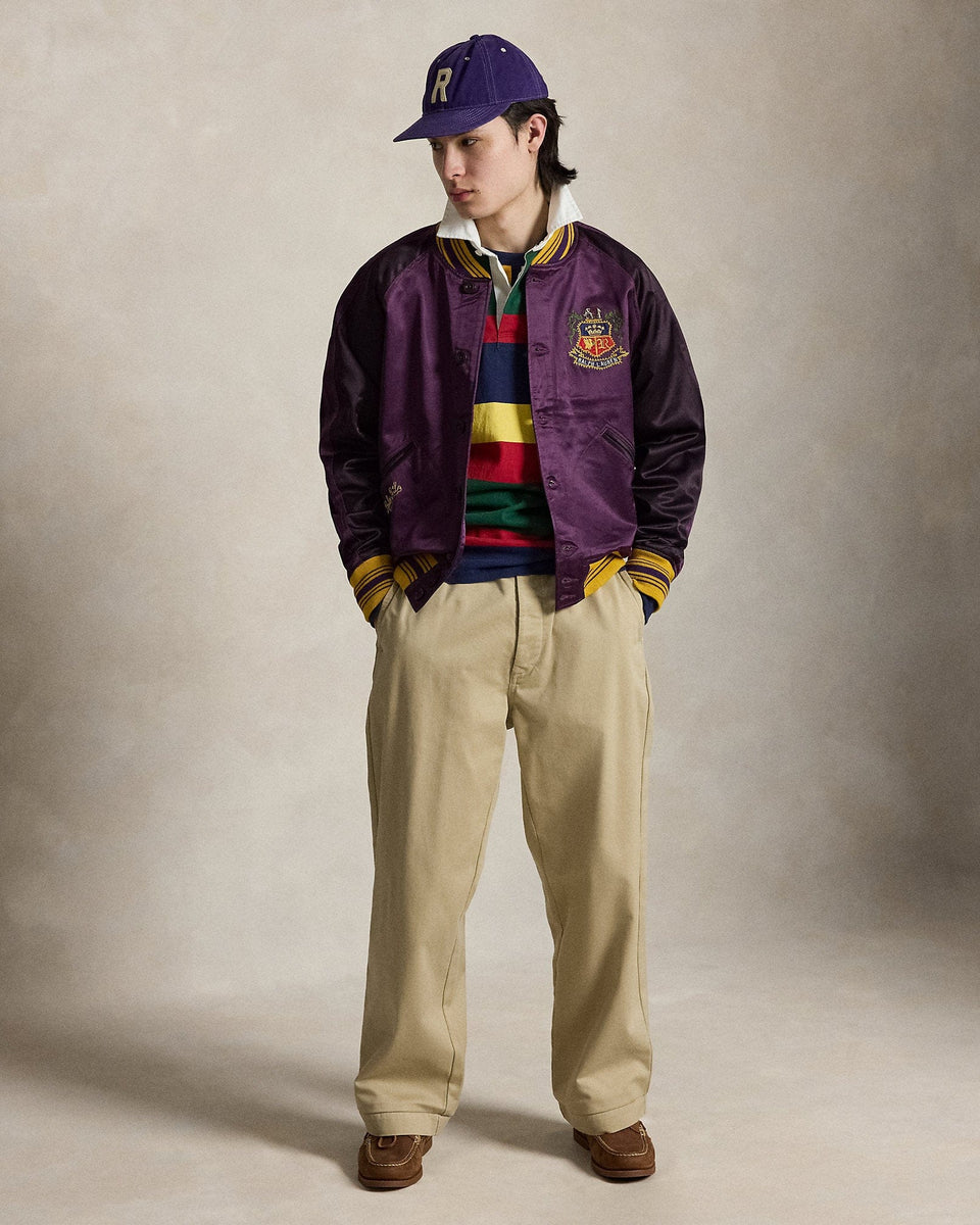 Ralph Lauren Embroidered Satin Baseball Jacket