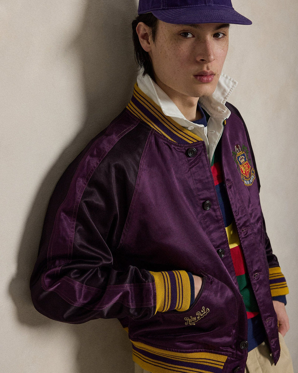 Ralph Lauren Embroidered Satin Baseball Jacket