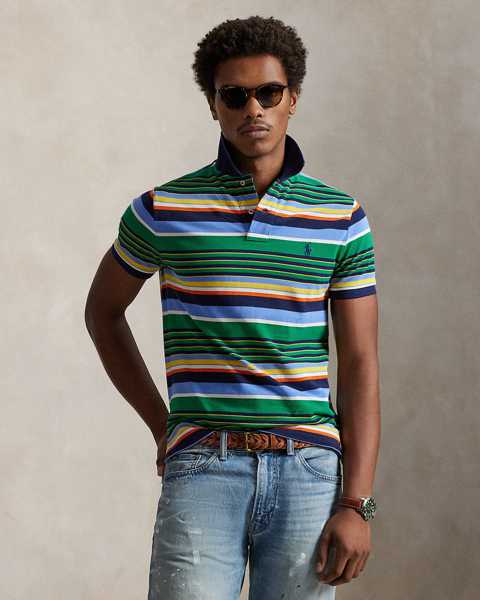 Ralph Lauren Classic Fit Striped Mesh Polo Shirt