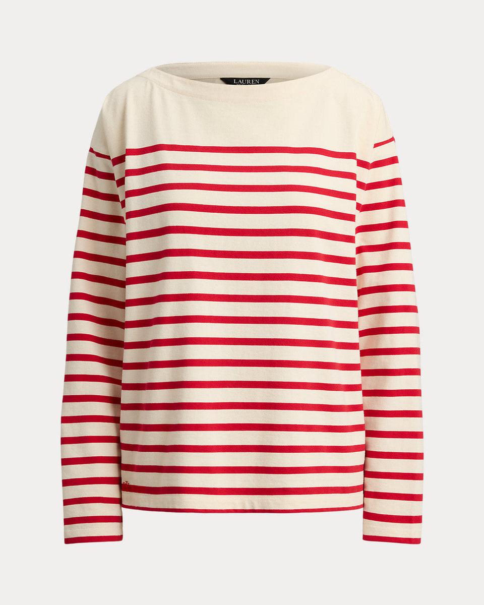Ralph Lauren Striped Jersey Boatneck Top