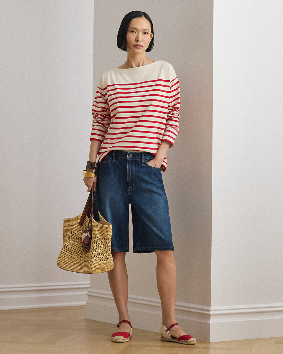 Ralph Lauren Striped Jersey Boatneck Top