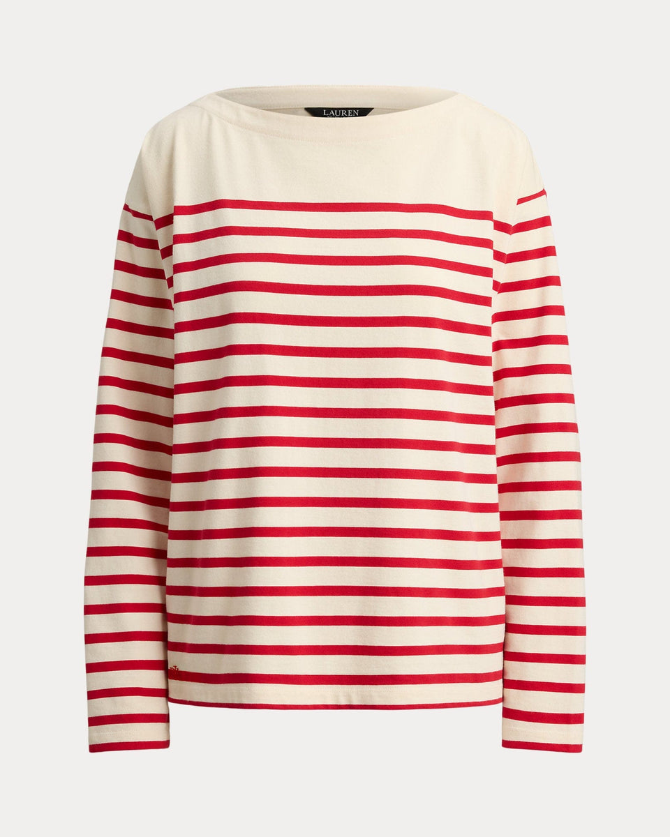 Ralph Lauren Striped Jersey Boatneck Top