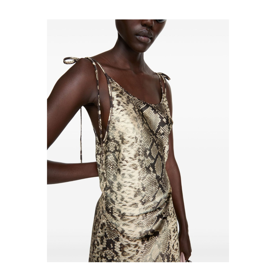 Satin Dress - Multi Brown