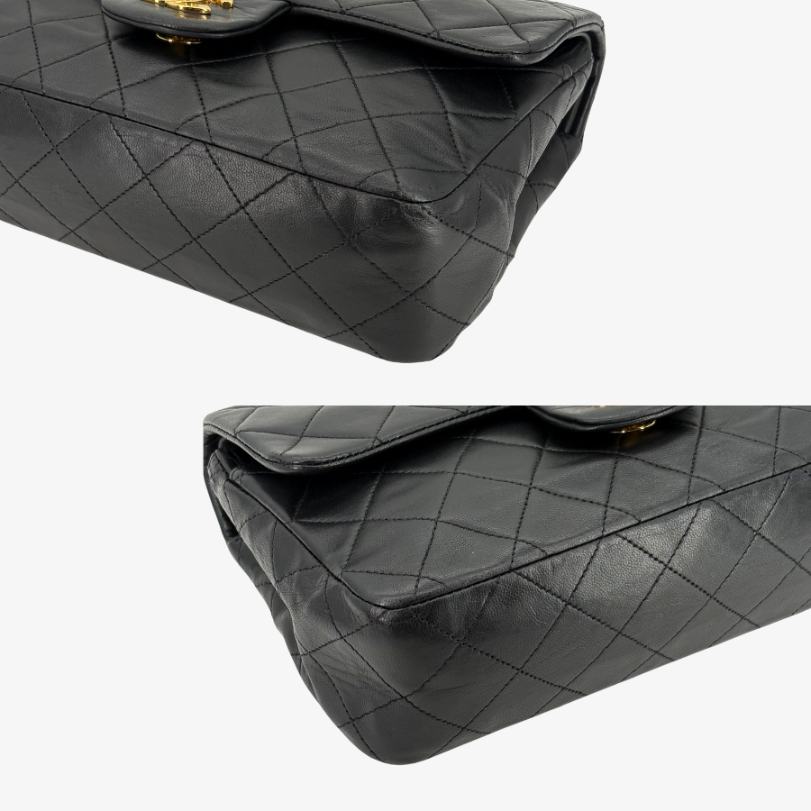 RG608 - CHANEL Vintage Black Lambskin 23cm Classic Flap Bag